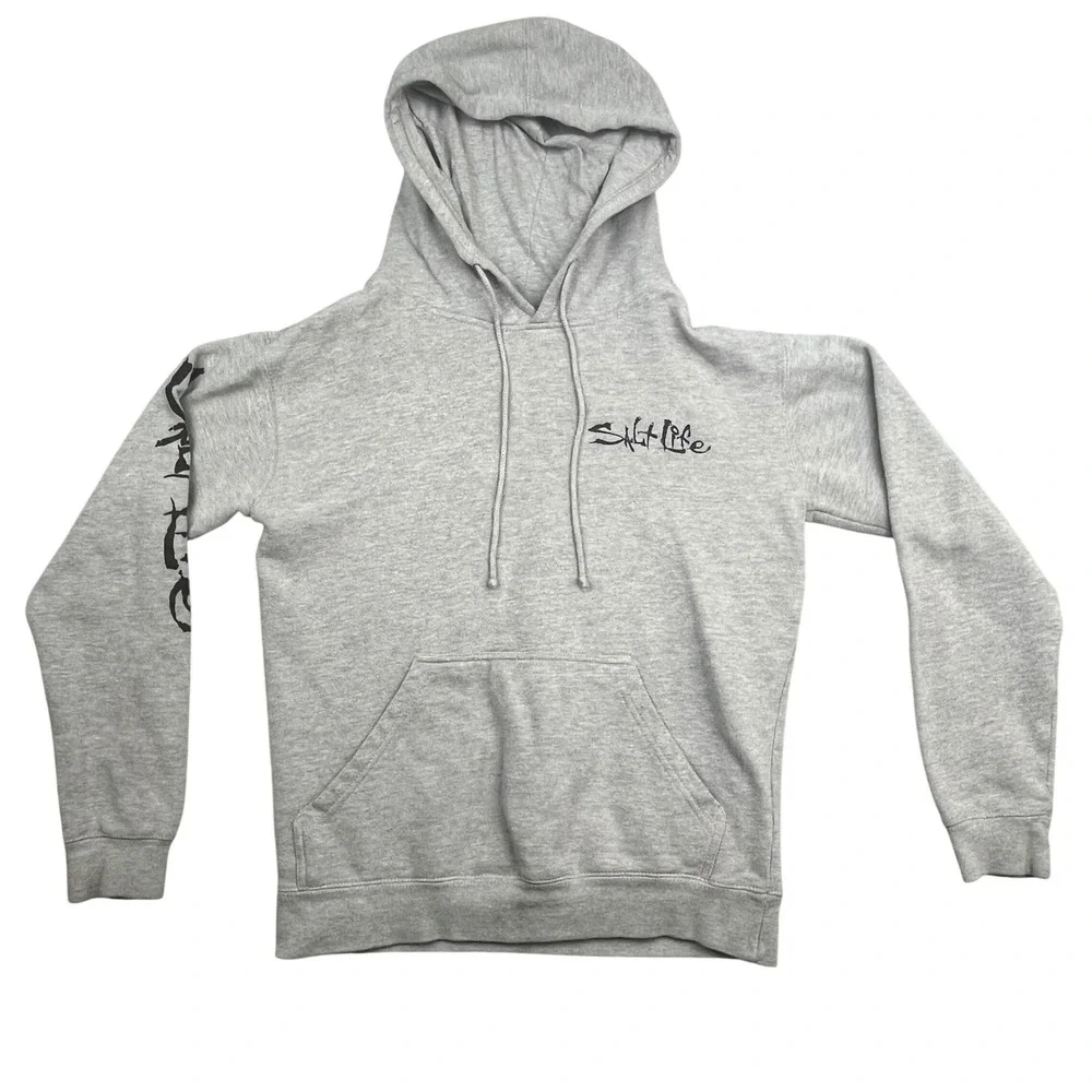 Salt‎ Life Mens Small Gray Hoodie St Kitts Nevis Fishing Flag Graphic Pullover